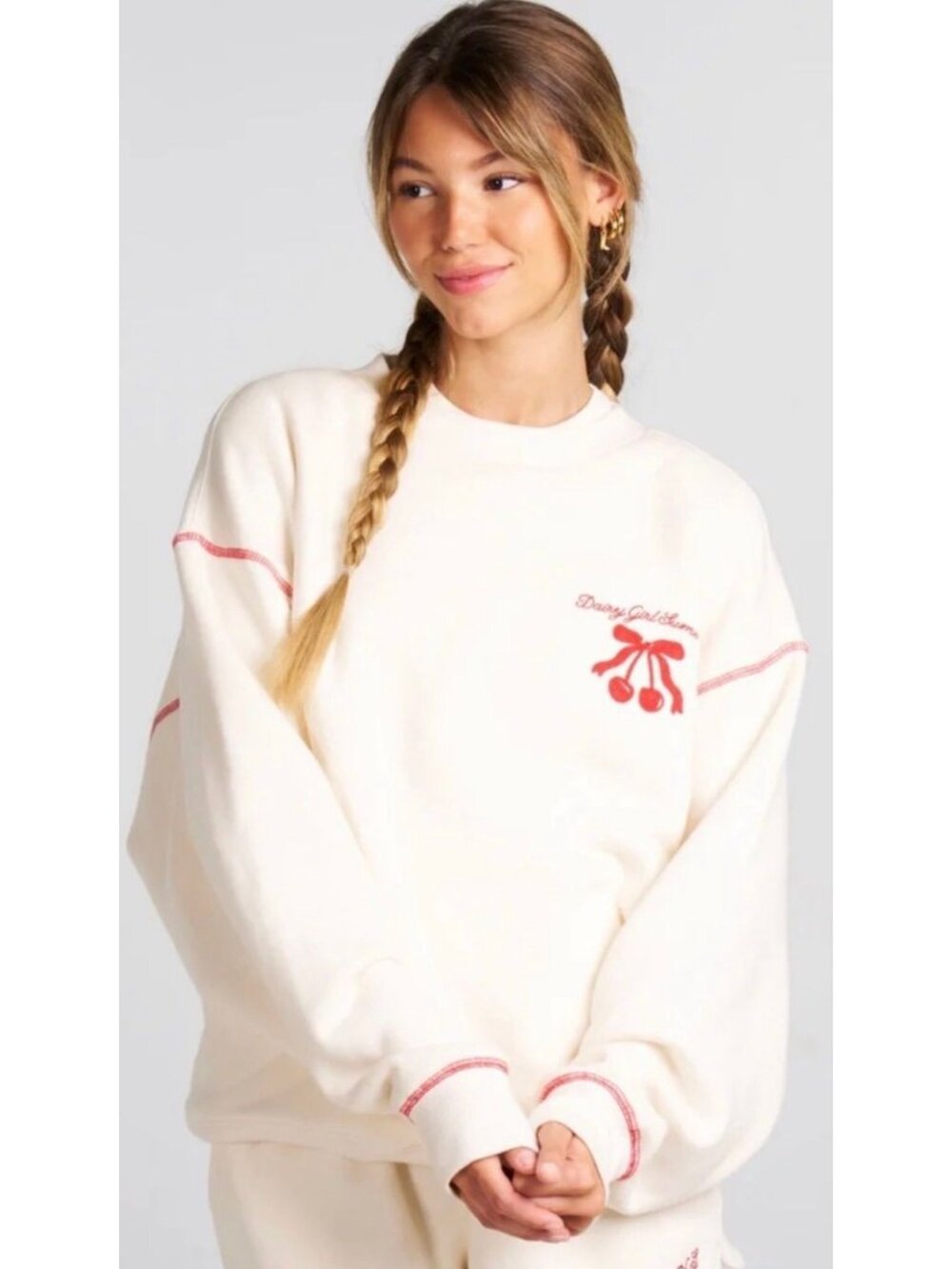 Dairy Boy "Dairy Girl Summer" cherry stitch crewneck sweatshirt